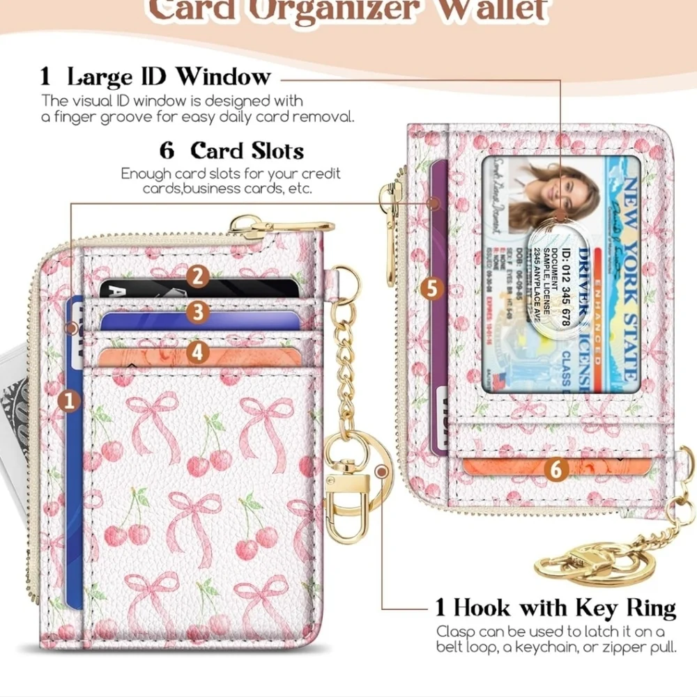 Cherry Print Card Organizer Wallet